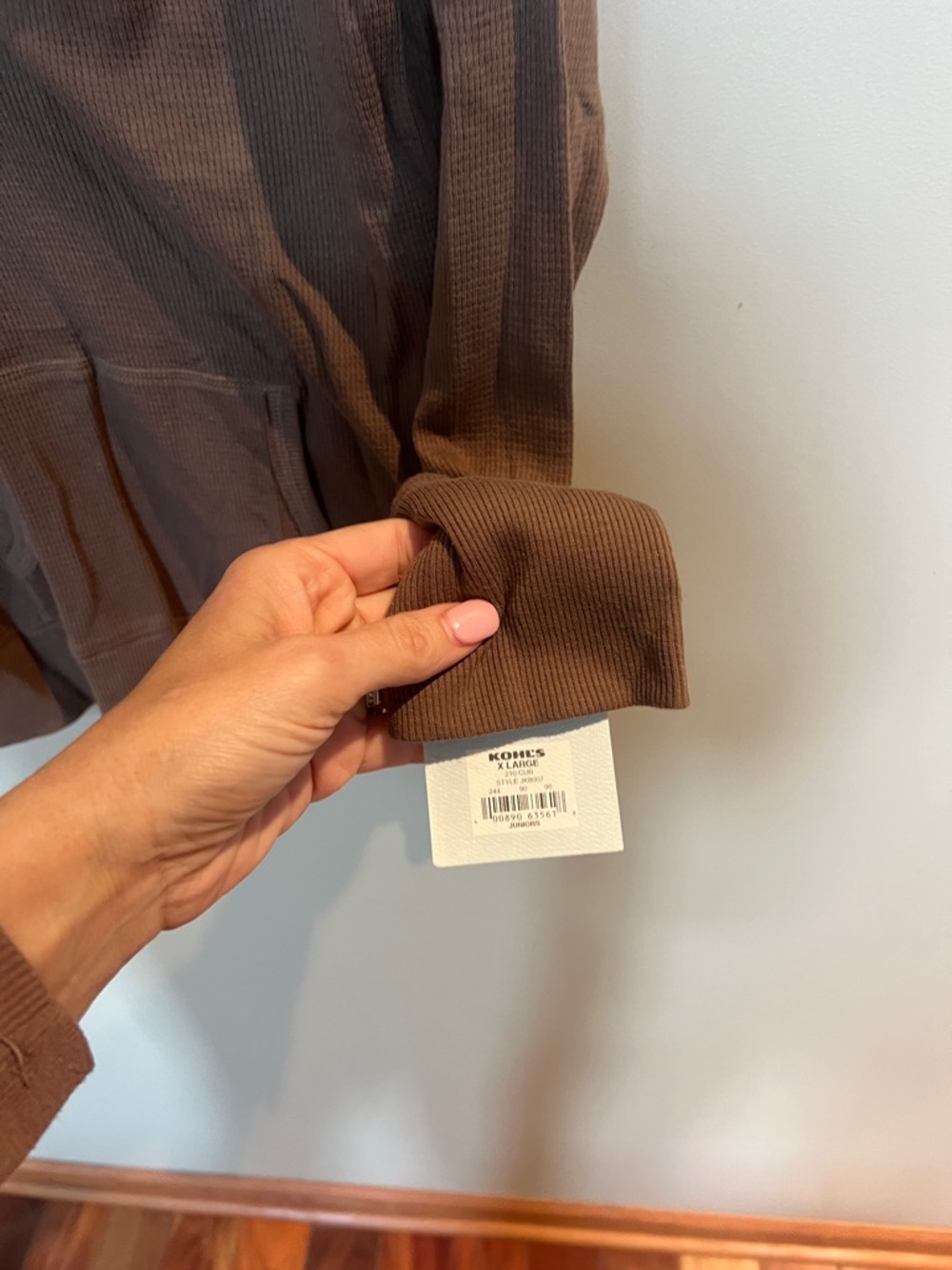 So Wear It Declare It Brown Hooded V-Neck Pullover - Picture 4 of 7